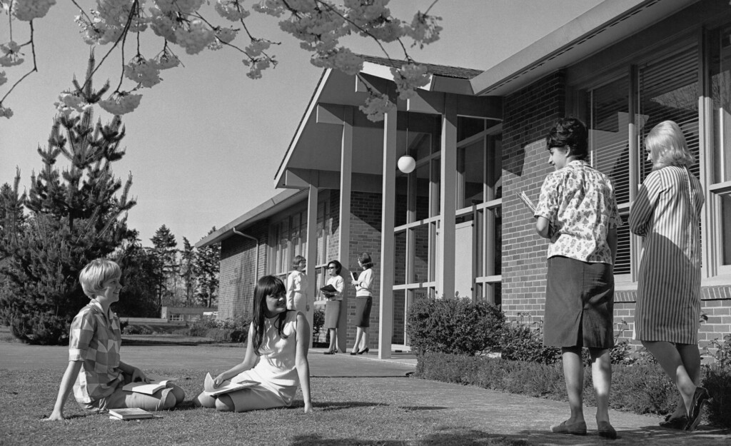 MAB Exterior 1 - Arts-Home Ec. Bldg. 1964 BW