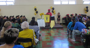 Cha'Shonn delivers a speech during Next Step Learning Center's graduation ceremony on July 27, 2017.